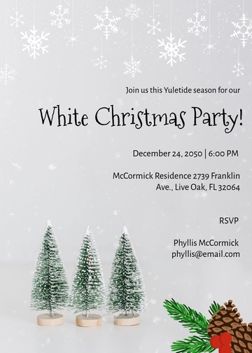 White Holiday Invitation Wording Template - Edit Online & Download