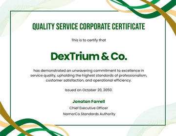 Quality Service Corporate Certificate Template - Edit Online & Download