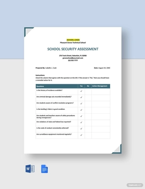 School Security Assessment Template