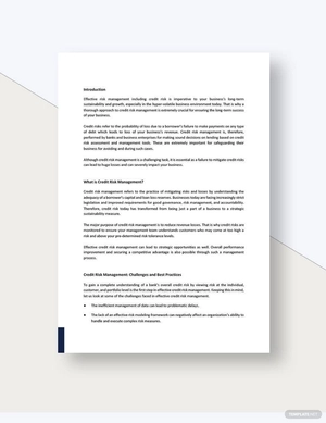 Credit Risk Management White Paper Template