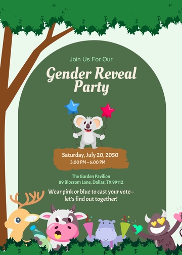 Safari Gender Reveal Invitation Template - Edit Online & Download