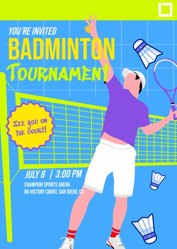 Badminton Tournament Invitation Template - Edit Online & Download