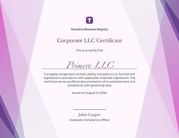 Clean Corporate LLC Certificate Template - Edit Online & Download