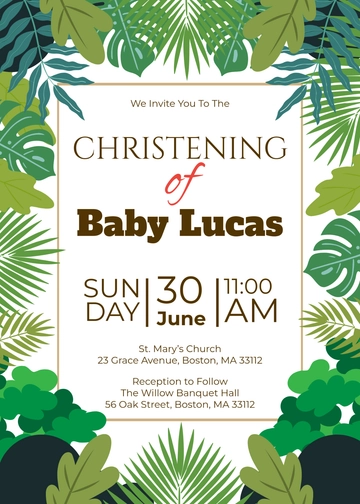 Professional Safari Christening Invitation Template - Edit Online & Download