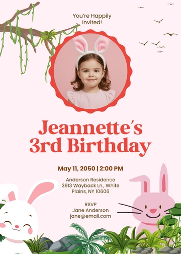 Pink Bunny Safari Invitation Template - Edit Online & Download