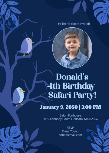 Blue Safari Foliage Invitation Template - Edit Online & Download