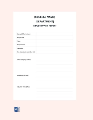 Industry Visit Report Template