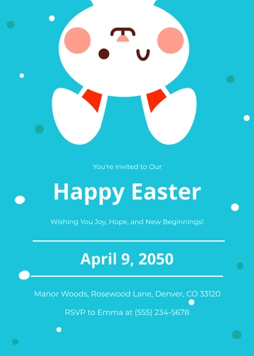 Cute Easter Bunny Invitation Template - Edit Online & Download