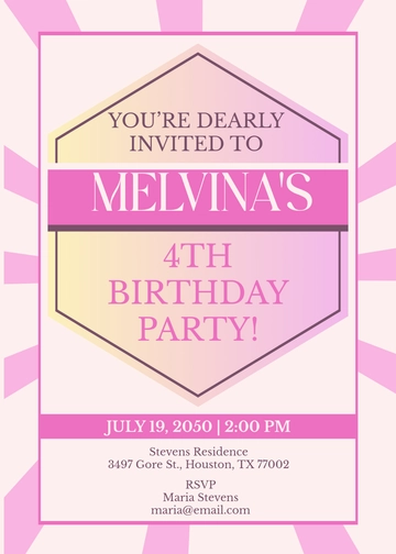 Pink Birthday Invitation Message Template - Edit Online & Download