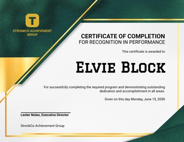 Green Certificate of Recognition and Completion Template - Edit Online & Download