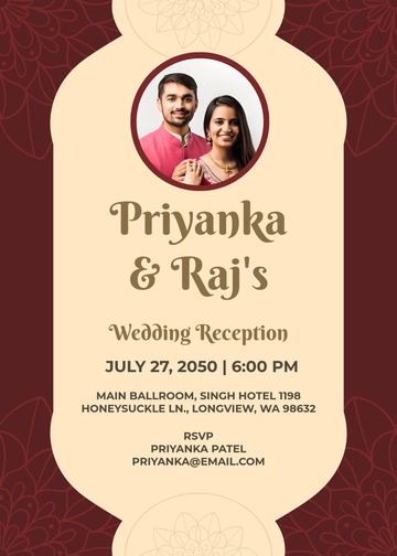 South Indian Wedding Reception Invitation Template - Edit Online & Download