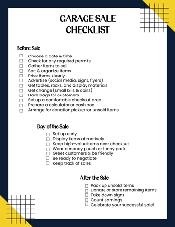 Printable Garage Sale Checklist Template - Download | Template.net