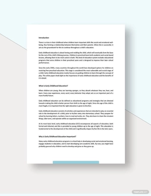 Early Childhood Education White Paper Template