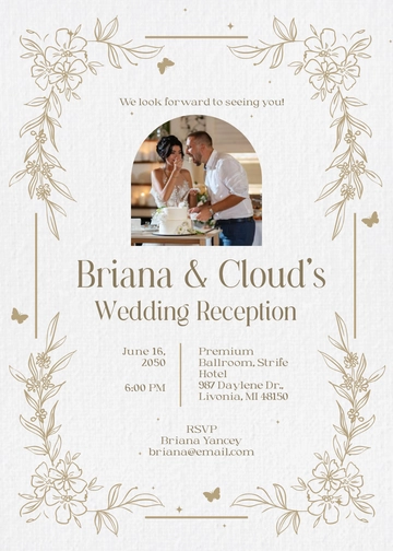 Elegant Wedding Reception Invitation Template - Edit Online & Download