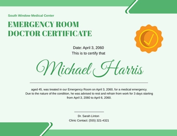 Emergency Room Doctor Certificate Template - Edit Online & Download