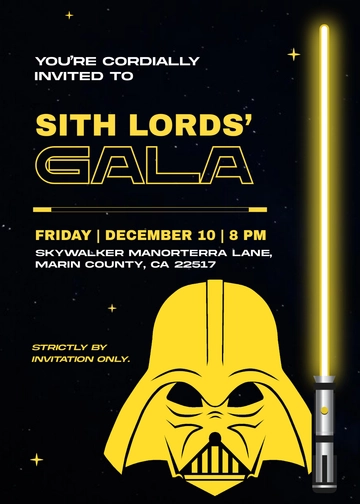 Custom Black Gold Star Wars Invitation Template - Edit Online & Download