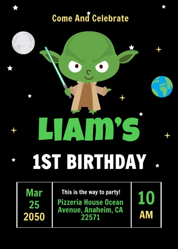 Baby Yoda Star Wars Invitation Template - Edit Online & Download