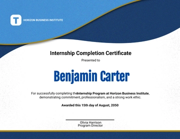 Blue Internship Completion Certificate Design Template - Edit Online & Download
