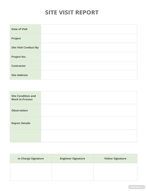 Sample Site Visit Report Template
