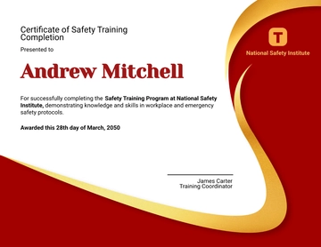Safety Training Completion Certificate Template - Edit Online & Download
