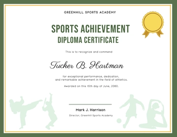 Free Sports Achievement Diploma Certificate Template to Edit Online