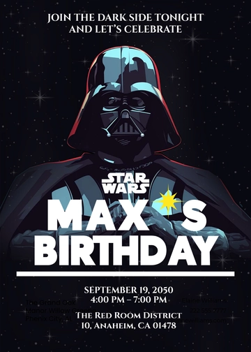 Darth Vader Star Wars Invitation Template - Edit Online & Download