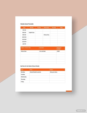 School Student Planner Template