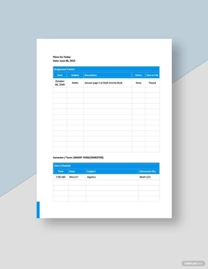 Editable Simple School Planner Template