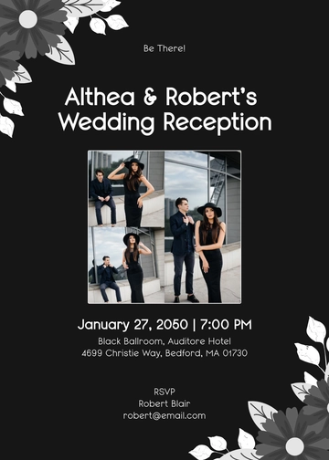 Black Wedding Reception Program Invitation Template - Edit Online & Download