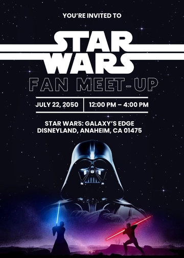 Professional Star Wars Photo Invitation Template - Edit Online & Download
