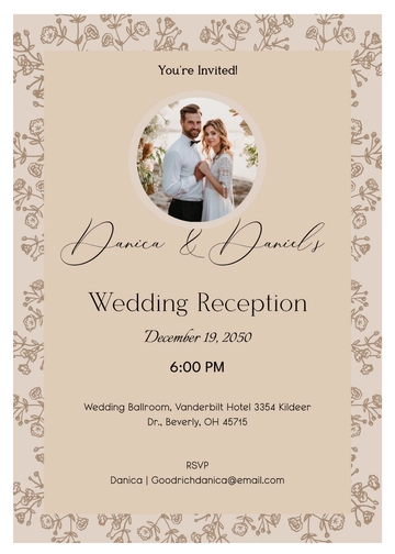 Classic Wedding Reception Invitation Template | Template.net
