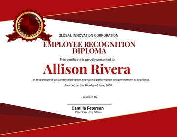 Employee Recognition Diploma Certificate Template - Edit Online & Download