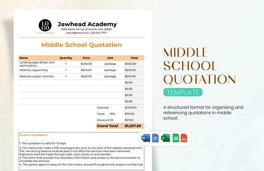 Middle School Quotation Template