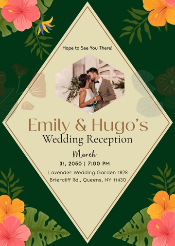 Colorful Tropical Wedding Reception Invitation Template - Edit Online & Download