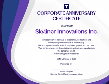 Corporate Anniversary Certificate Template - Edit Online & Download
