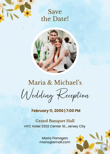 Watercolor Wedding Reception Invitation Template - Edit Online & Download