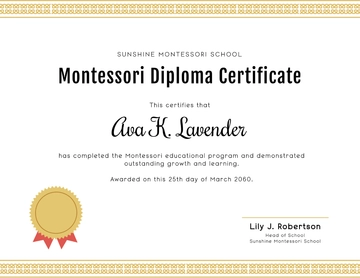 Aesthetic Montessori Diploma Certificate Template - Edit Online & Download
