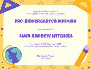 Simple Pre-K Child Diploma Certificate Template - Edit Online & Download