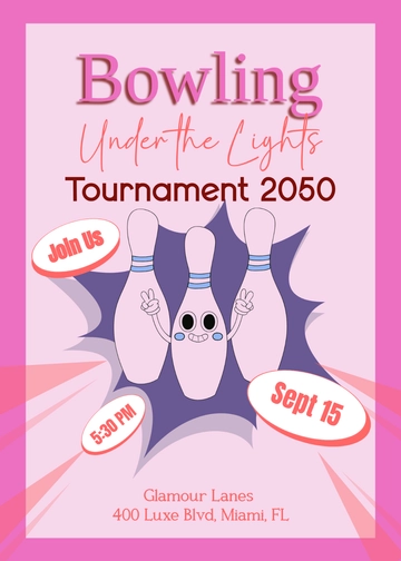 Aesthetic Bowling Tournament Invitation Template - Edit Online & Download