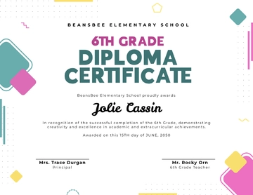 Creative 6th Grade Diploma Certificate Template - Edit Online & Download