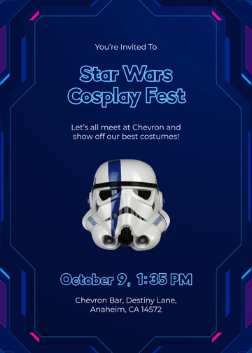 Blue Chevron Star Wars Invitation Template - Edit Online & Download