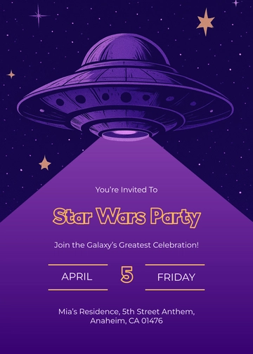 Blank Purple Star Wars Invitation Template - Edit Online & Download