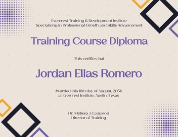 Modern Training Course Diploma Certificate Template - Edit Online & Download