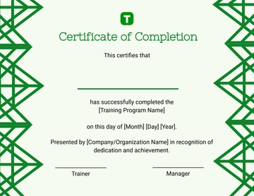 Blank Training Completion Certificate Template - Edit Online & Download