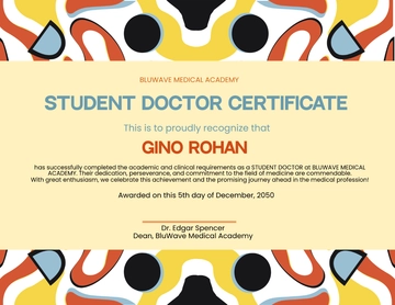 Colorful Student Doctor Certificate Template - Edit Online & Download