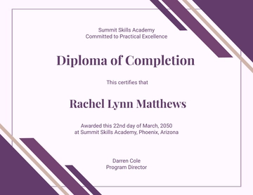 Diploma of Completion Certificate Template - Edit Online & Download