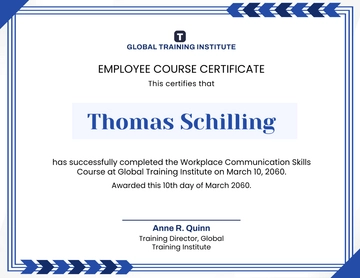 Blue Employee Course Certificate Template - Edit Online & Download