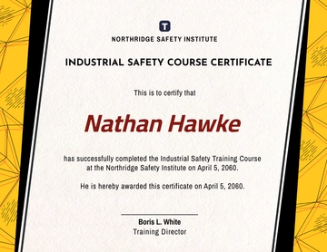 Industrial Safety Course Certificate Template - Edit Online & Download