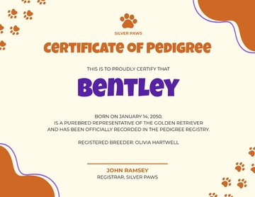 Puppy Dog Pedigree Certificate Template - Edit Online & Download