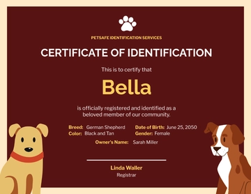 Editable Dog ID Certificate Template - Edit Online & Download
